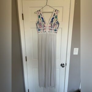 Chic White and Multicolor Maxi Dress